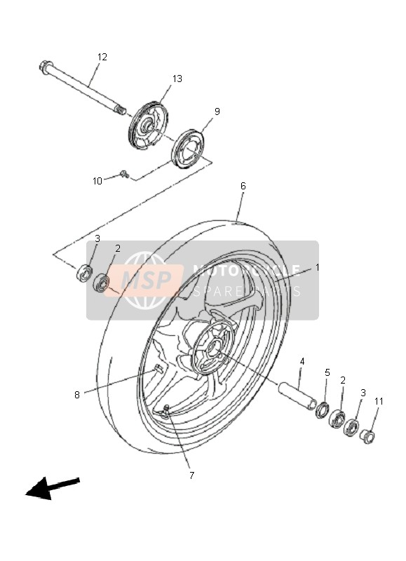 Yamaha XJ6SA 2011 Ruota anteriore per un 2011 Yamaha XJ6SA