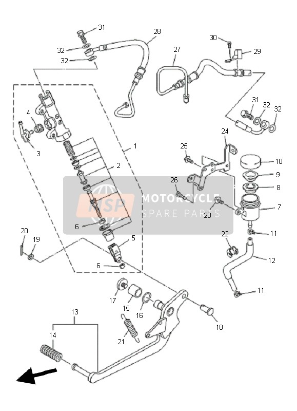 Yamaha XJ6SA 2011 Rear Master Cylinder for a 2011 Yamaha XJ6SA