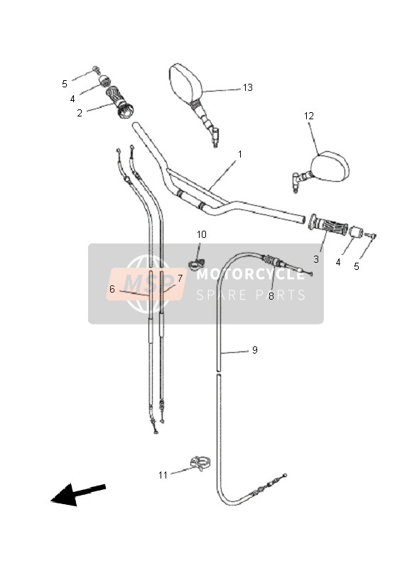 Yamaha XT660R 2011 Manija de dirección & Cable para un 2011 Yamaha XT660R