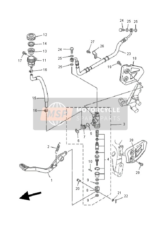 Yamaha XT660R 2011 Rear Master Cylinder for a 2011 Yamaha XT660R