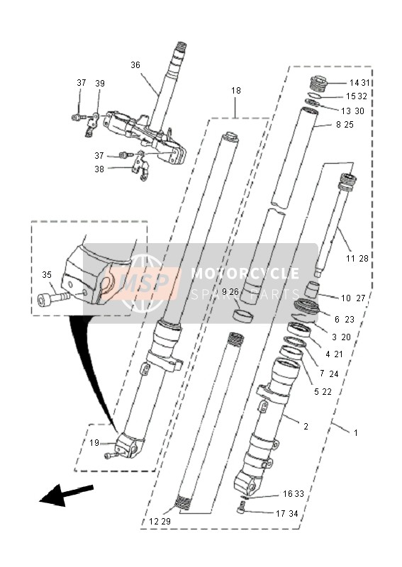 Yamaha XT660X 2011 Fourche avant pour un 2011 Yamaha XT660X