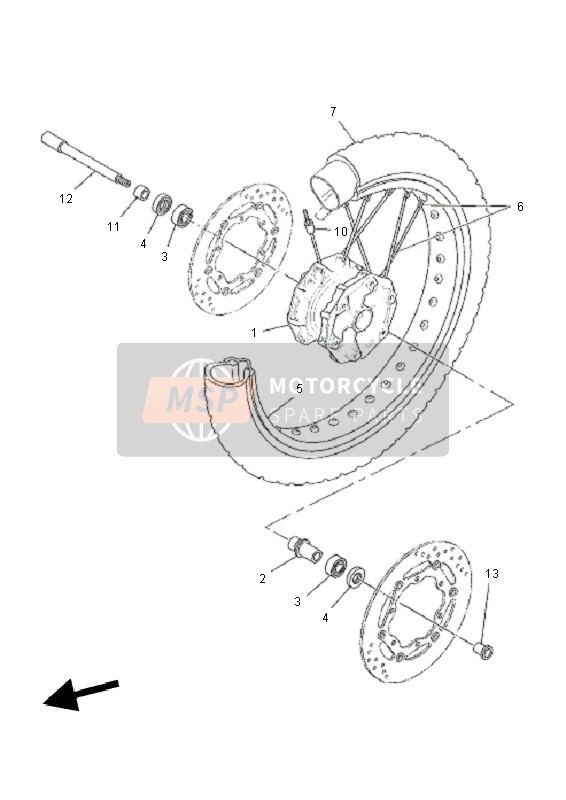 Yamaha XT660Z TENERE 2011 Ruota anteriore per un 2011 Yamaha XT660Z TENERE