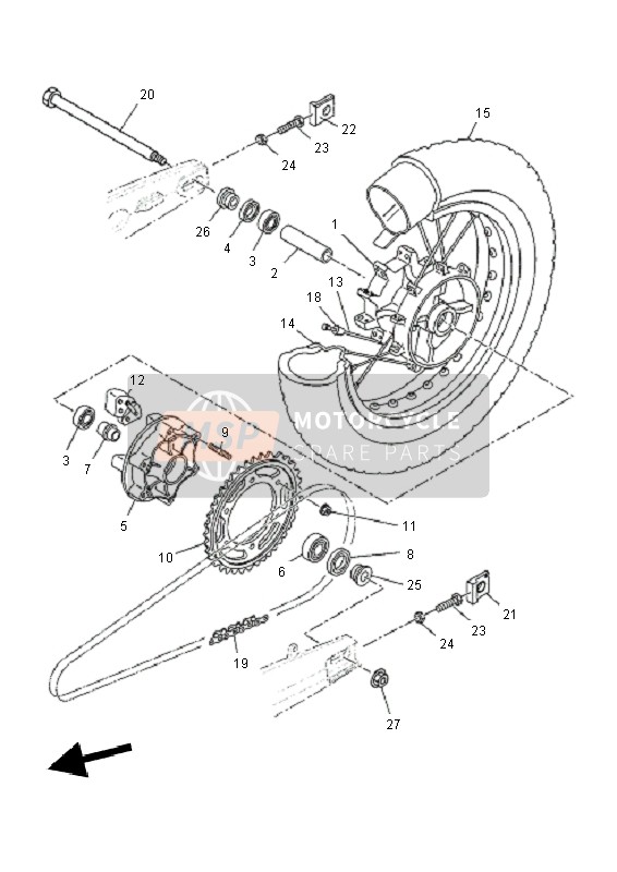 Yamaha XT660Z TENERE 2011 Rueda trasera para un 2011 Yamaha XT660Z TENERE