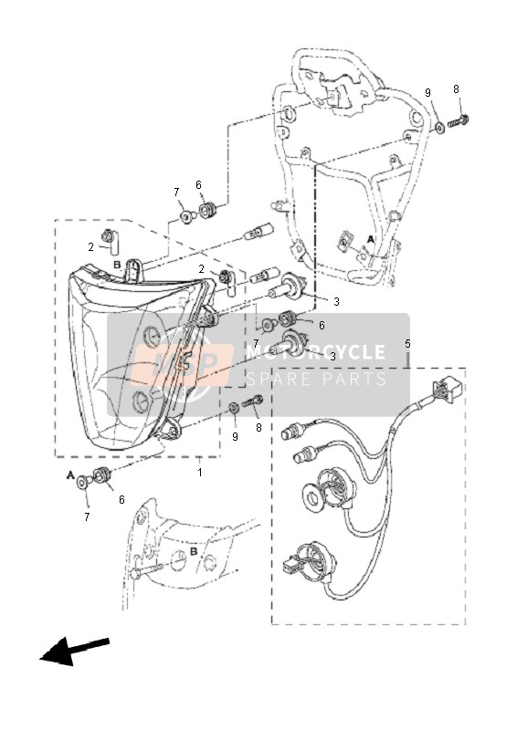 Yamaha XT660Z TENERE 2011 Koplamp voor een 2011 Yamaha XT660Z TENERE