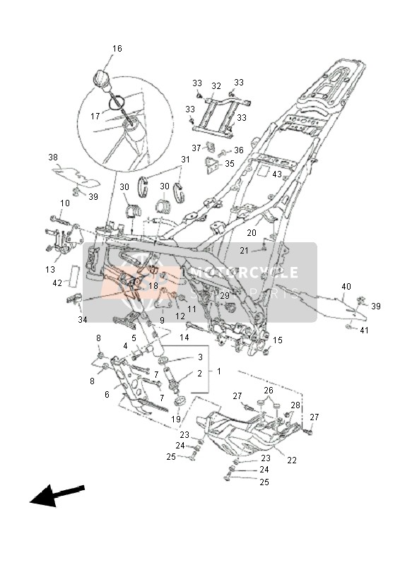 Yamaha XT660ZA TENERE SE 2011 Frame for a 2011 Yamaha XT660ZA TENERE SE