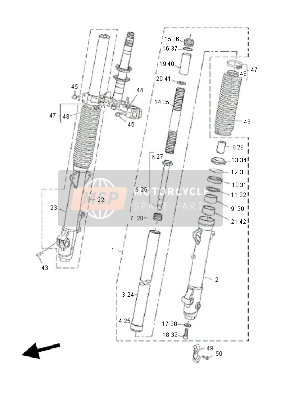 Yamaha XT660ZA TENERE SE 2011 Front Fork for a 2011 Yamaha XT660ZA TENERE SE