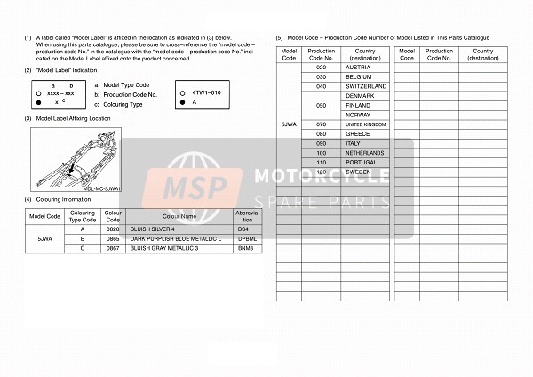 Yamaha FJR1300 2003 Model Label for a 2003 Yamaha FJR1300