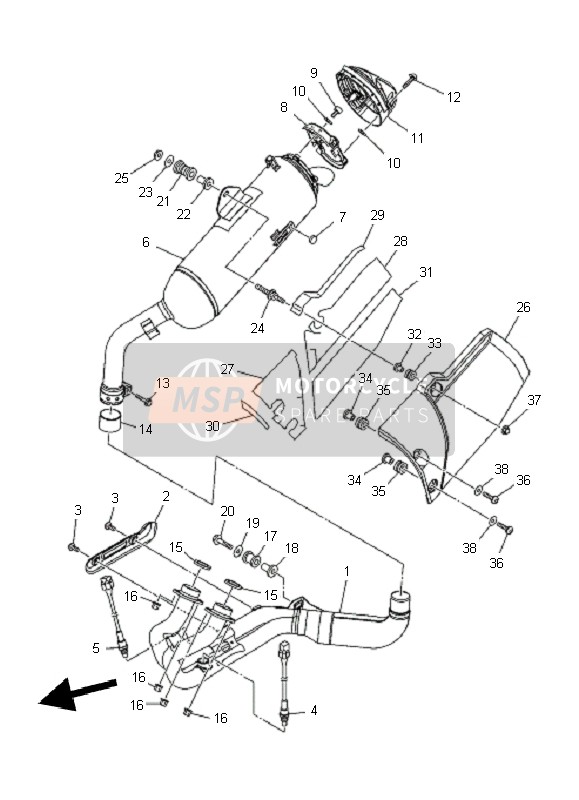 Yamaha XT1200Z TENERE 2011 Exhaust for a 2011 Yamaha XT1200Z TENERE