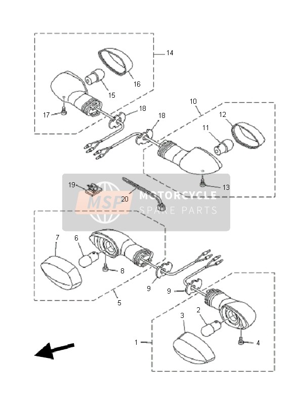 Yamaha XT1200Z TENERE 2011 Luce lampeggiante per un 2011 Yamaha XT1200Z TENERE