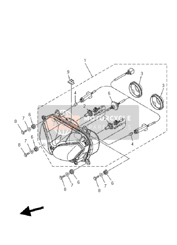 Yamaha XT1200Z TENERE 2011 Headlight for a 2011 Yamaha XT1200Z TENERE