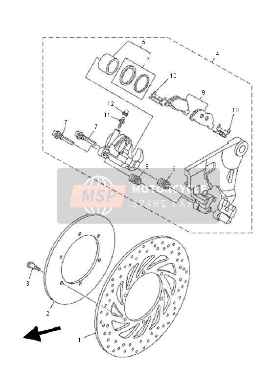 Yamaha XV1900A 2011 Rear Brake Caliper for a 2011 Yamaha XV1900A