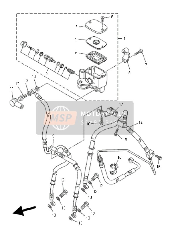 1CS258720000, Tubo, Flessibile Freno 1, Yamaha, 0