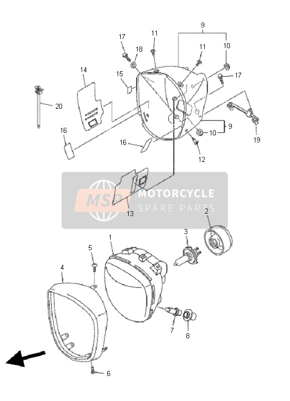 Yamaha XVS1300A 2011 Faro para un 2011 Yamaha XVS1300A