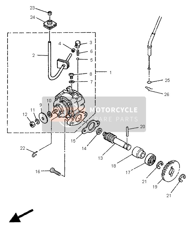 Yamaha DT125R 1995 Oliepomp voor een 1995 Yamaha DT125R