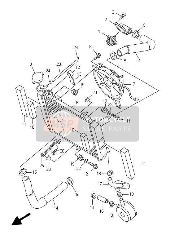 Yamaha YZF-R6 1999 Radiator & Hose for a 1999 Yamaha YZF-R6