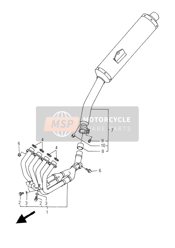 Yamaha YZF-R6 1999 Exhaust for a 1999 Yamaha YZF-R6