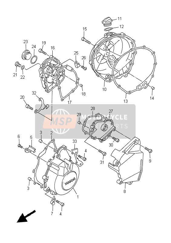 Yamaha YZF-R6 1999 Crankcase Cover 1 for a 1999 Yamaha YZF-R6