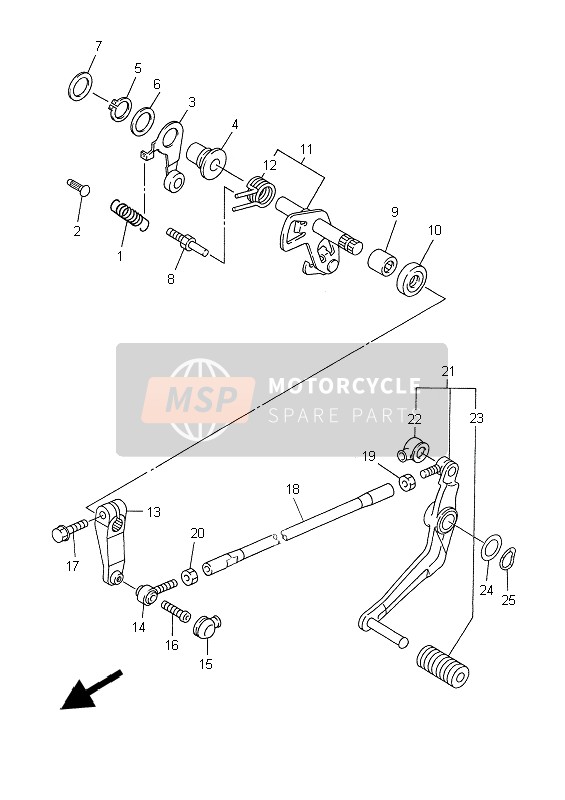 Yamaha YZF-R6 1999 Shift Shaft for a 1999 Yamaha YZF-R6