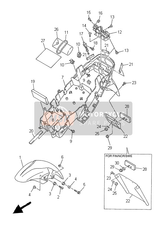 Yamaha YZF-R6 1999 KOTFLÜGEL für ein 1999 Yamaha YZF-R6