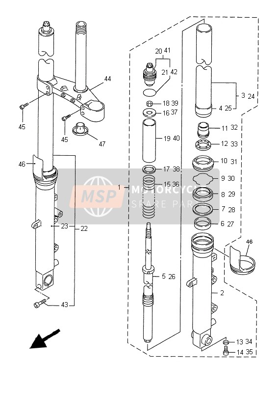 Yamaha YZF-R6 1999 Tenedor frontal para un 1999 Yamaha YZF-R6