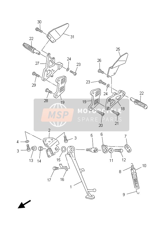 Yamaha YZF-R7 1999 Stand & Footrest for a 1999 Yamaha YZF-R7