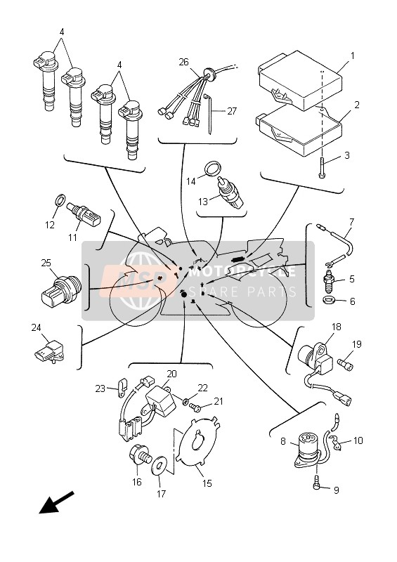 958171002200, Bolt, Flange(4BD), Yamaha, 3