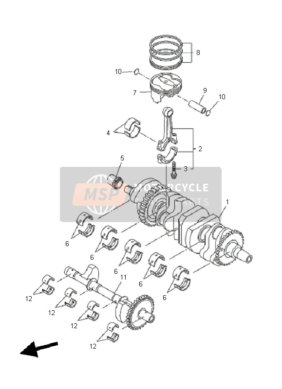 Yamaha YZF-R1 2011 Crankshaft & Piston for a 2011 Yamaha YZF-R1