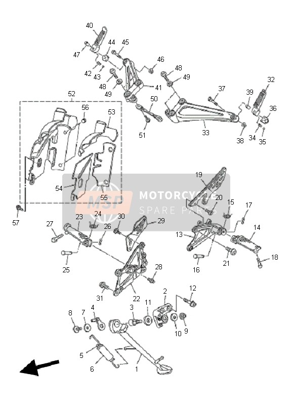 Yamaha YZF-R1 2011 Estar & Reposapiés para un 2011 Yamaha YZF-R1