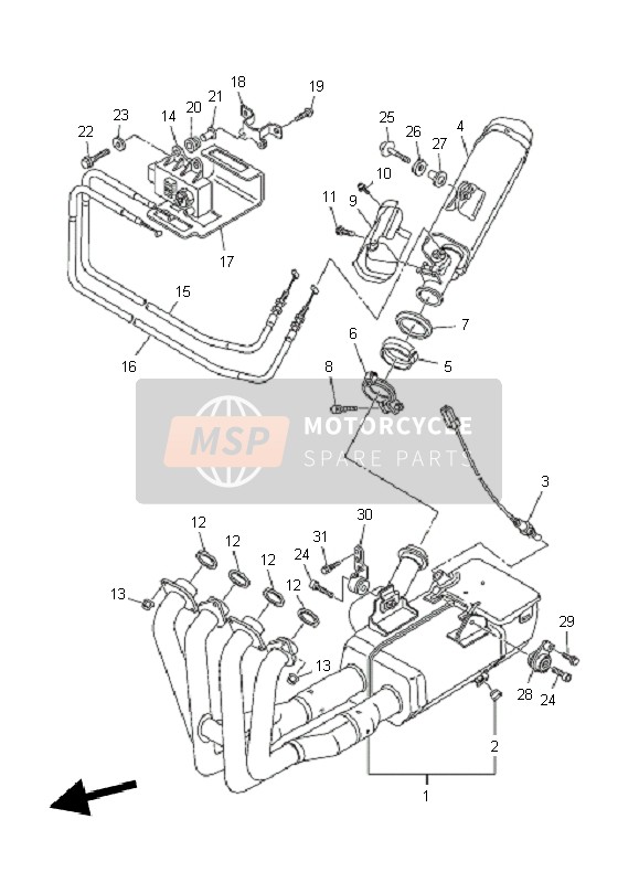 Yamaha YZF-R6 2011 Exhaust for a 2011 Yamaha YZF-R6