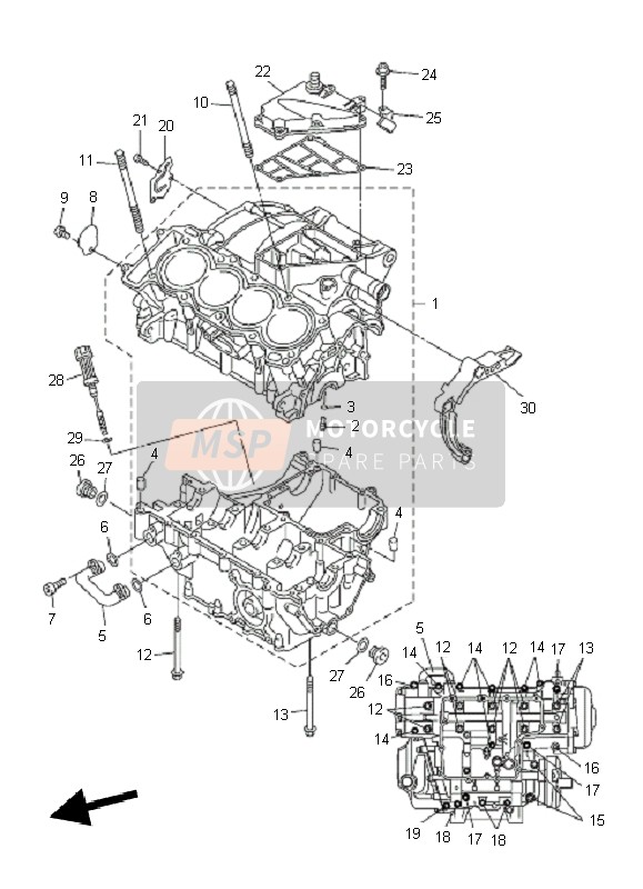 Yamaha YZF-R6 2011 Crankcase for a 2011 Yamaha YZF-R6