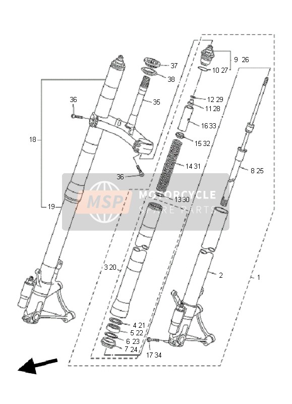 Yamaha YZF-R6 2011 Front Fork for a 2011 Yamaha YZF-R6