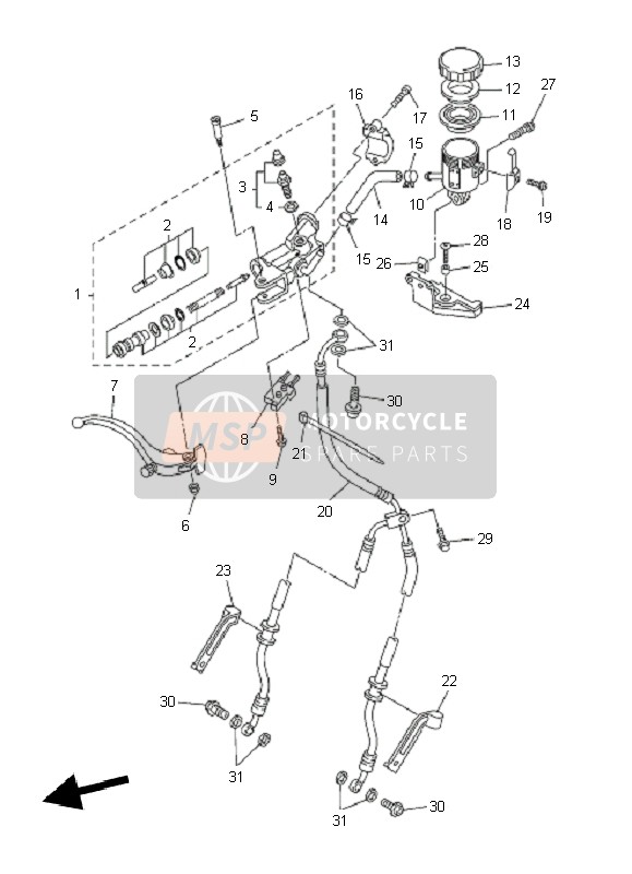 Yamaha YZF-R6 2011 Pompa freno anteriore per un 2011 Yamaha YZF-R6