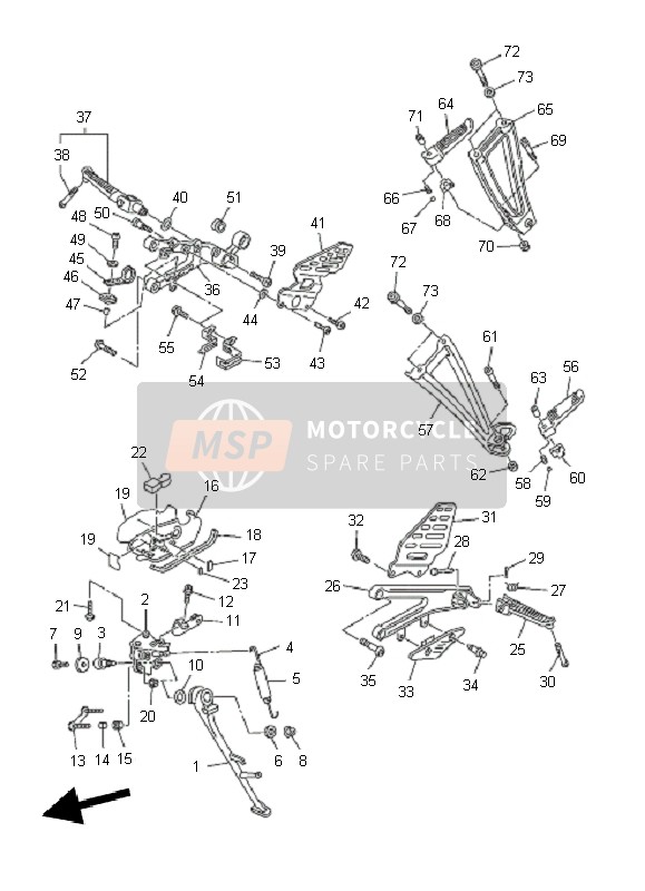 Yamaha YZF-R6 2011 STÄNDER & FUSSRASTE für ein 2011 Yamaha YZF-R6