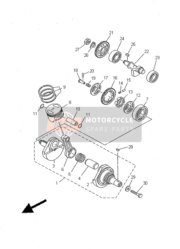 Yamaha SR125 2000 Vilebrequin & Piston pour un 2000 Yamaha SR125