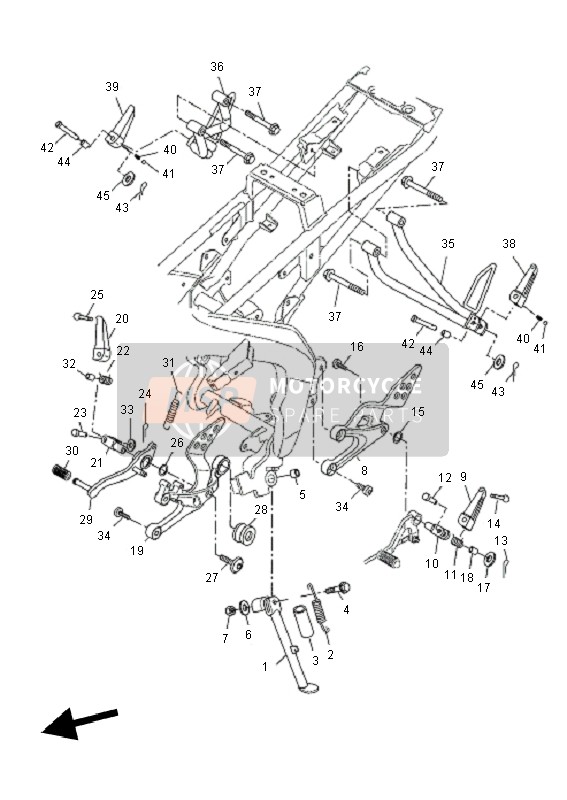 Yamaha YZF-R125 2011 Estar & Reposapiés para un 2011 Yamaha YZF-R125