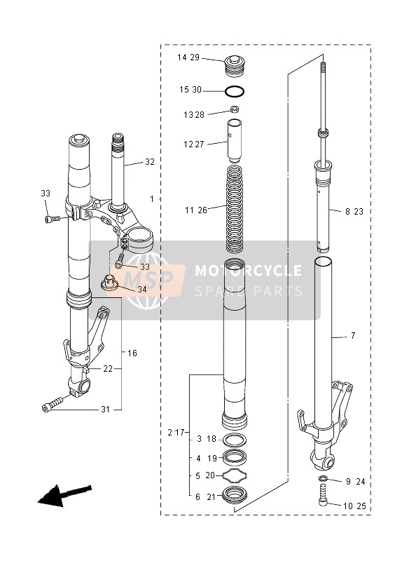 Yamaha FZ8-N 2012 Tenedor frontal para un 2012 Yamaha FZ8-N