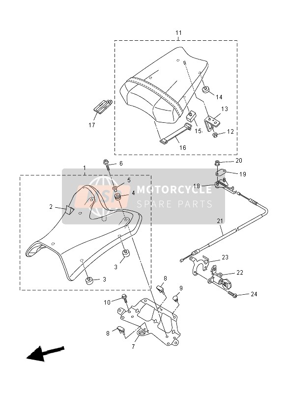 Yamaha FZ8-N 2012 Zadel voor een 2012 Yamaha FZ8-N