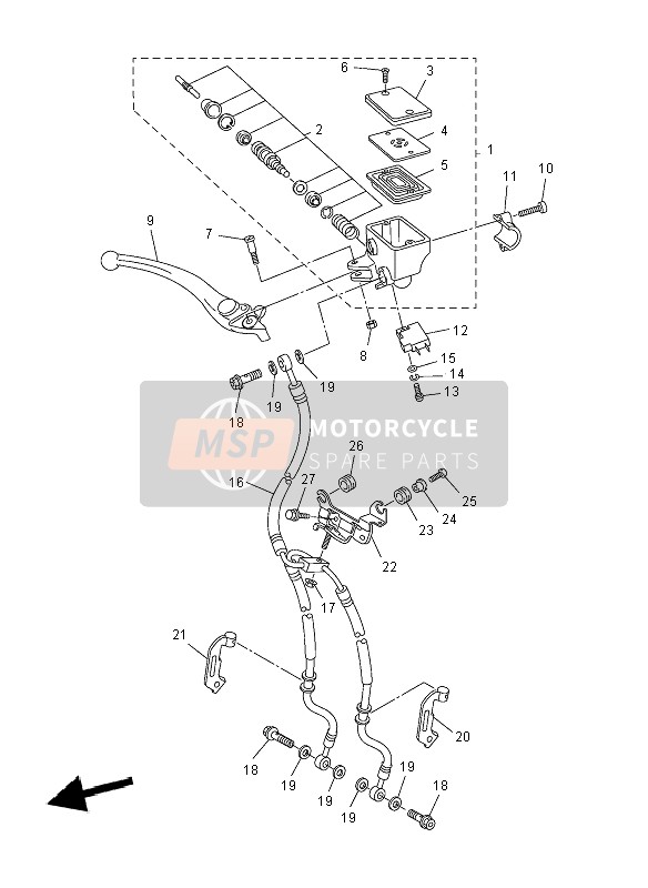 Yamaha FZ8-N 2012 Cilindro maestro delantero para un 2012 Yamaha FZ8-N