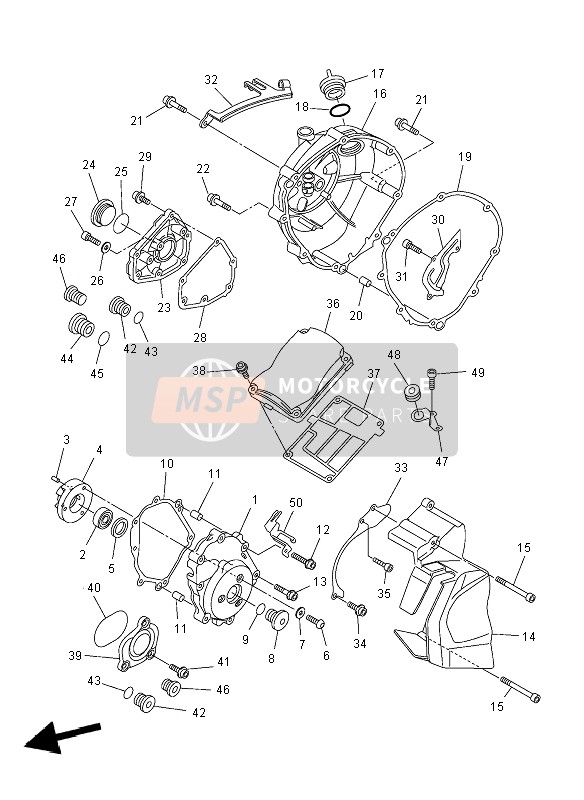 Yamaha FZ8-NA 2012 Tapa del cárter 1 para un 2012 Yamaha FZ8-NA