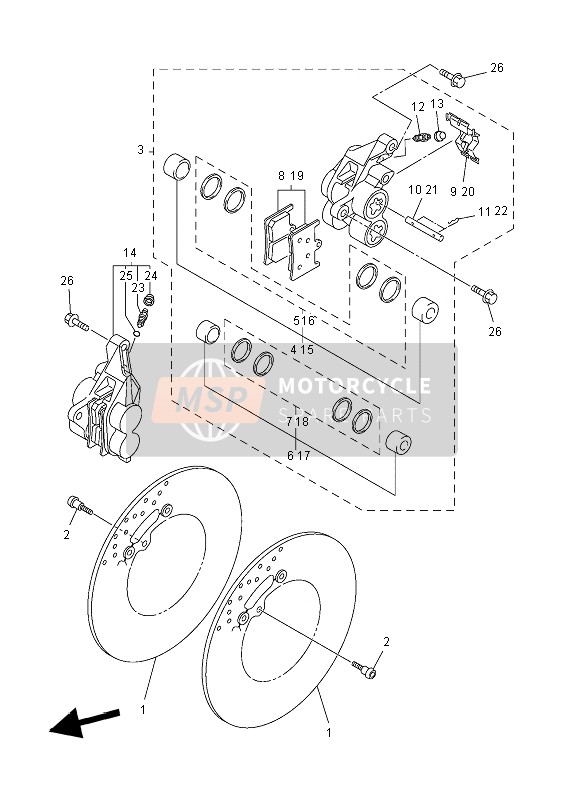 Yamaha FZ8-NA 2012 Front Brake Caliper for a 2012 Yamaha FZ8-NA