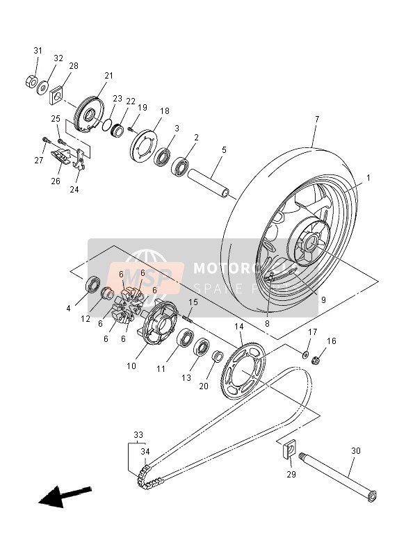 Yamaha FZ8-NA 2012 Rueda trasera para un 2012 Yamaha FZ8-NA