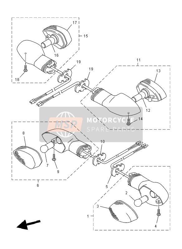 Yamaha FZ8-NA 2012 Knipperlicht voor een 2012 Yamaha FZ8-NA