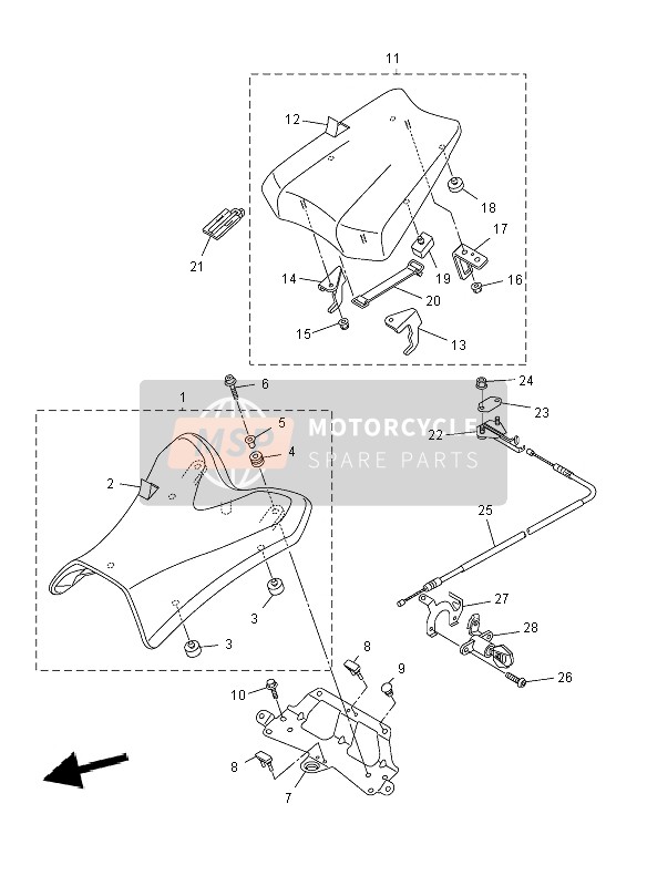 Yamaha FZ8-S 2012 Seat for a 2012 Yamaha FZ8-S