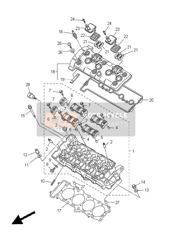 Yamaha FZ8-SA 2012 Cylinder Head for a 2012 Yamaha FZ8-SA