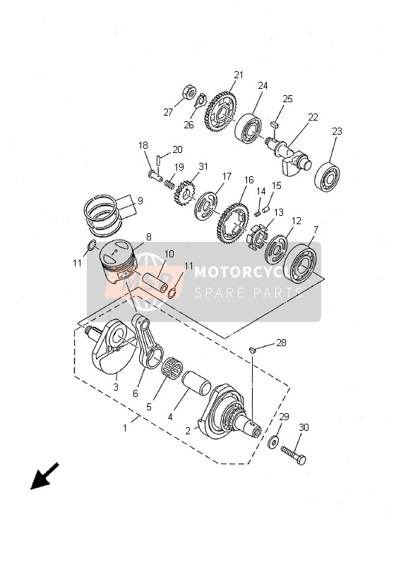 Yamaha TW125 2001 Crankshaft & Piston for a 2001 Yamaha TW125