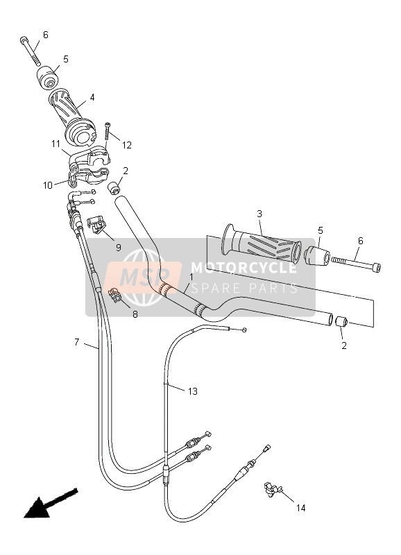 Yamaha FZ8-SA 2012 Maniglia dello sterzo & Cavo per un 2012 Yamaha FZ8-SA