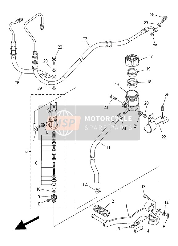 Yamaha FZ8-SA 2012 Rear Master Cylinder for a 2012 Yamaha FZ8-SA