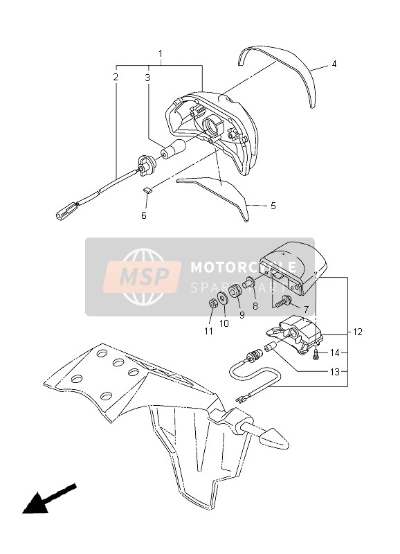 Yamaha FZ8-SA 2012 Tail Light for a 2012 Yamaha FZ8-SA