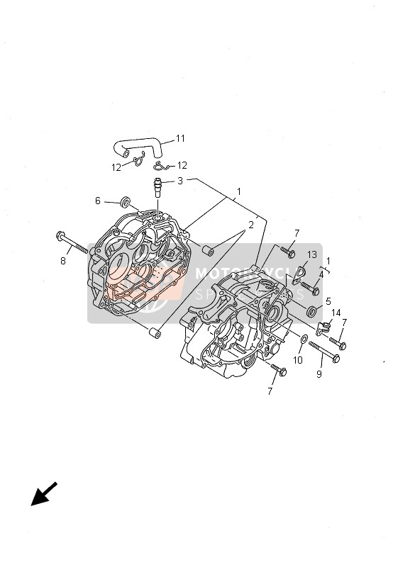 Yamaha TW125 2001 Crankcase for a 2001 Yamaha TW125