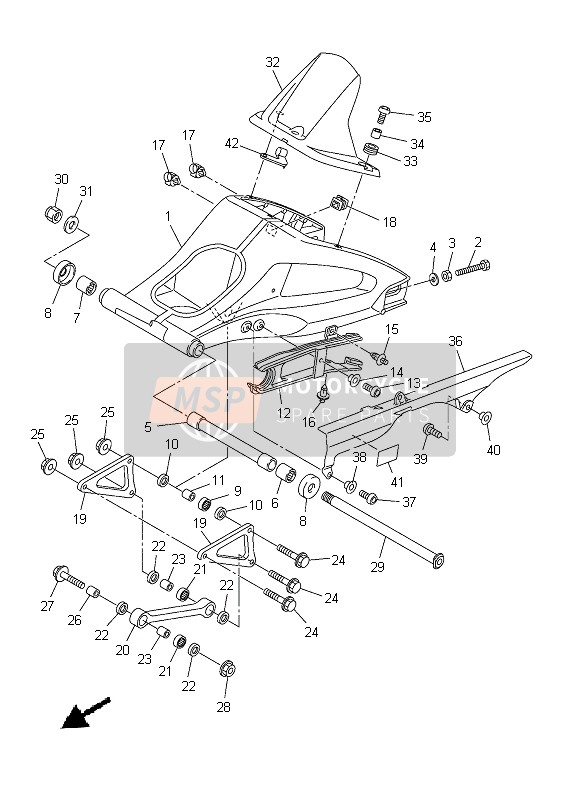 Yamaha FZ8-N 2013 Rear Arm for a 2013 Yamaha FZ8-N